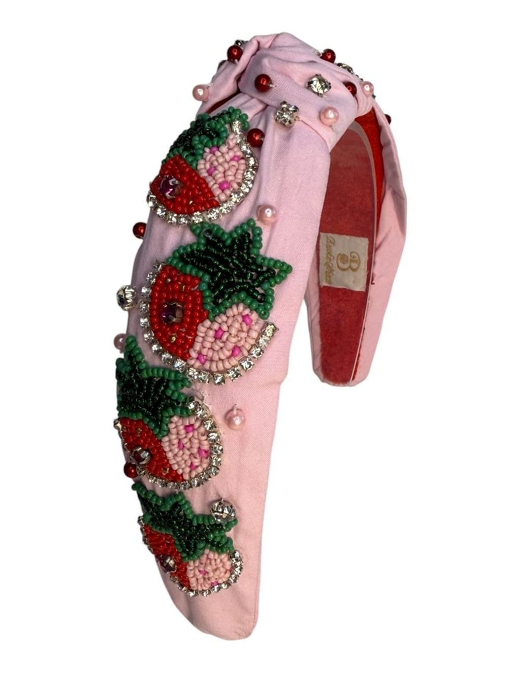285. The Summer Strawberry 🍓 Rhinestone Beaded Headband - Picture 4 of 4